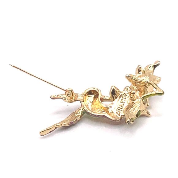 Signed Napier Hummingbird Enamel Rhinestone Brooch w/ Box - Picture 13 of 14